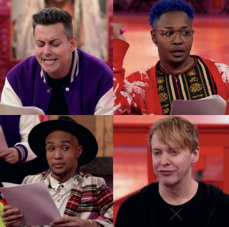 The queens react to Jan's singing.