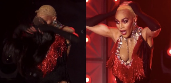 Trinity losing her wig.