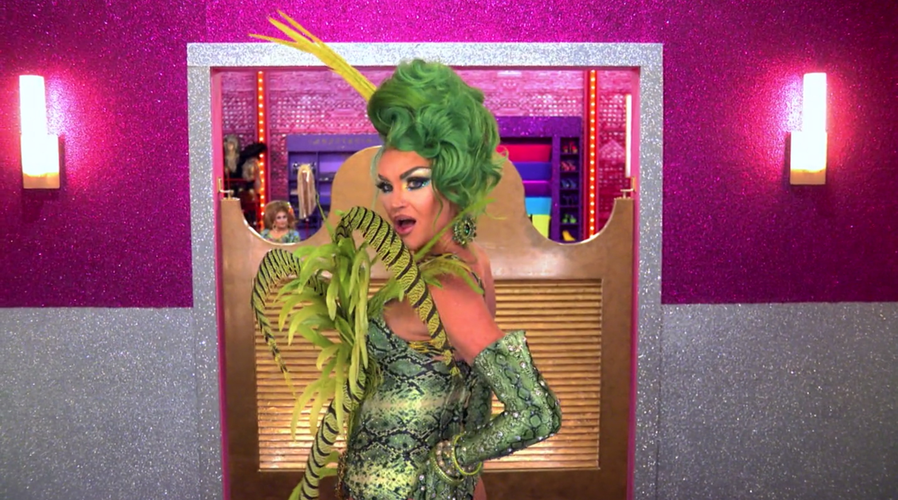 Kylie looking in the mirror.