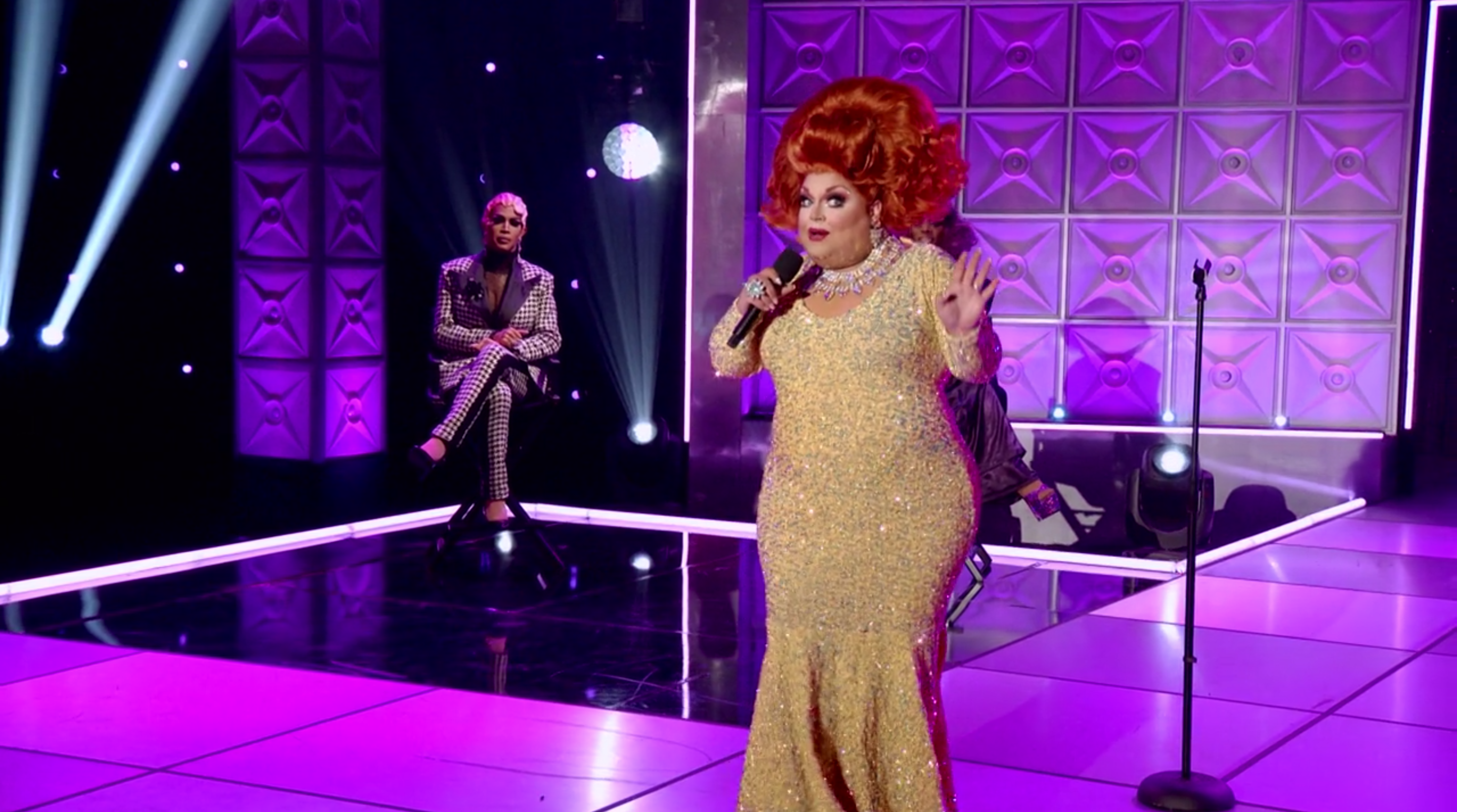 Ginger delivering her monologue.