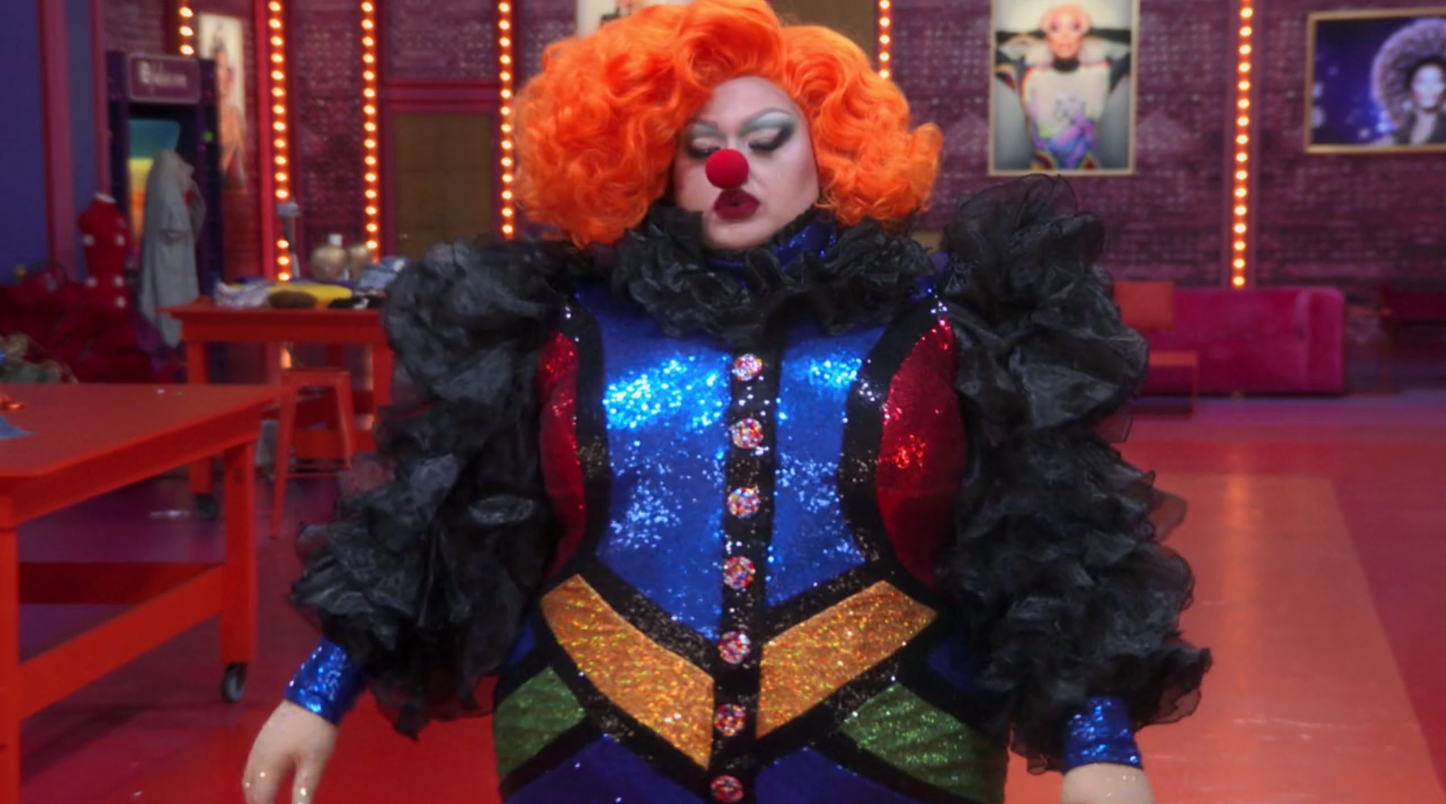 Eureka's clown look.